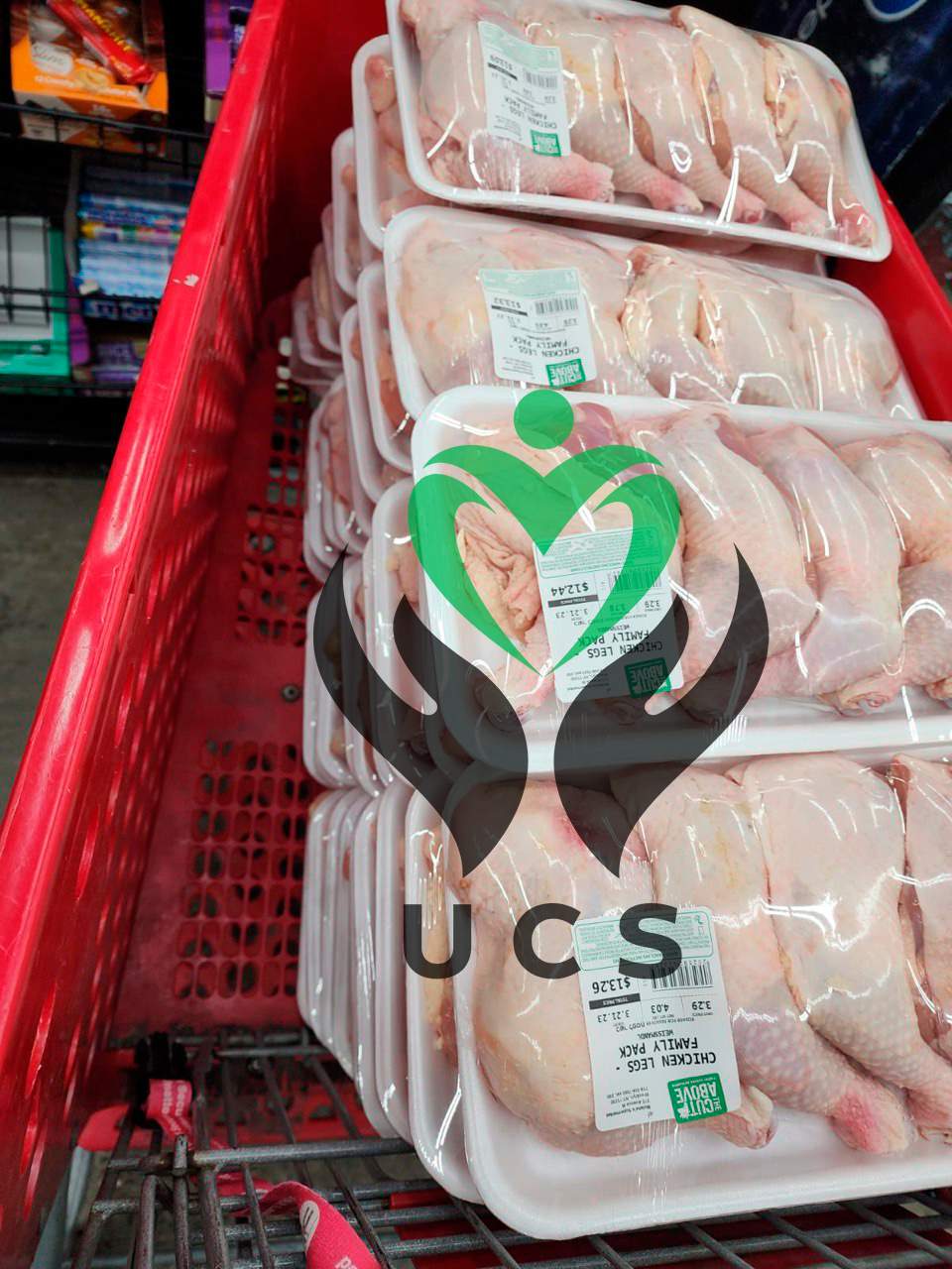 Happy families receiving food
